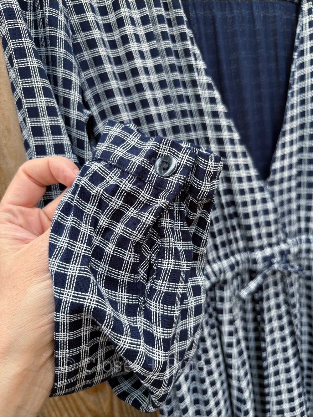 Christy Dawn Audrey Maxi Dress Navy Blue Check Plaid Size Small - Picture 10 of 17